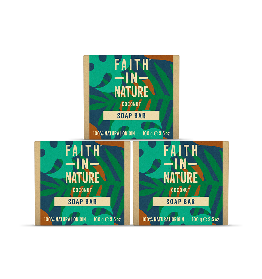 3 x Coconut Soap - Natural, Vegan, Plastic-Free Skincare Set