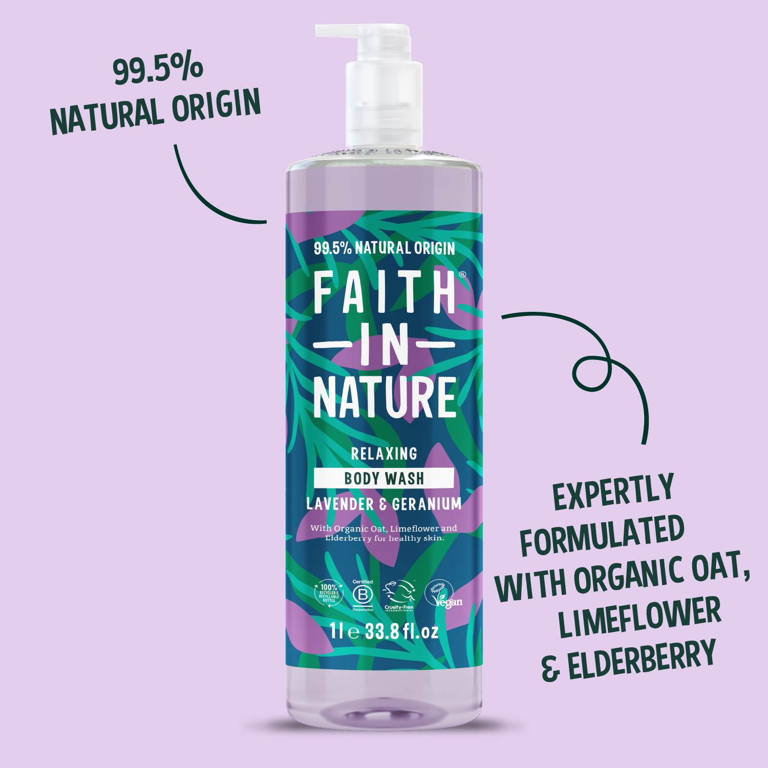 Faith In Nature 1L relaxing lavender oil shower gel
