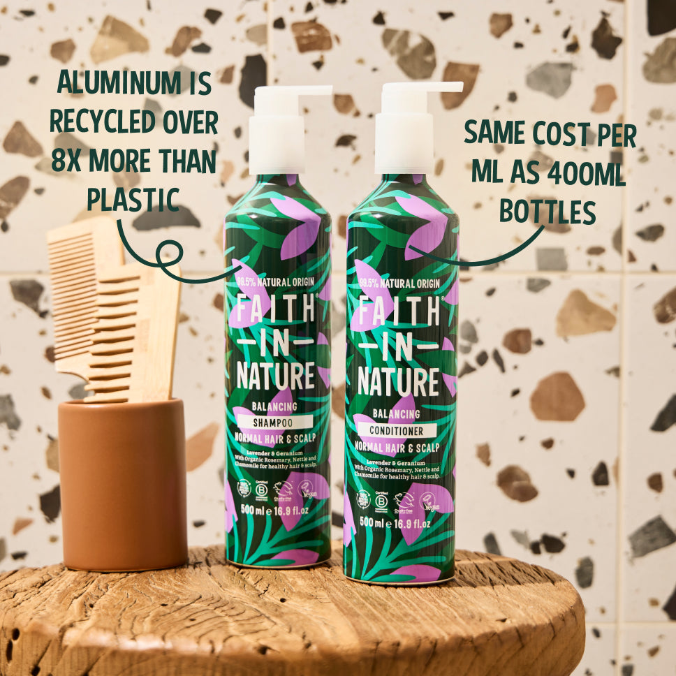 Faith In Nature 500ml aluminium lavender shampoo & conditioner set