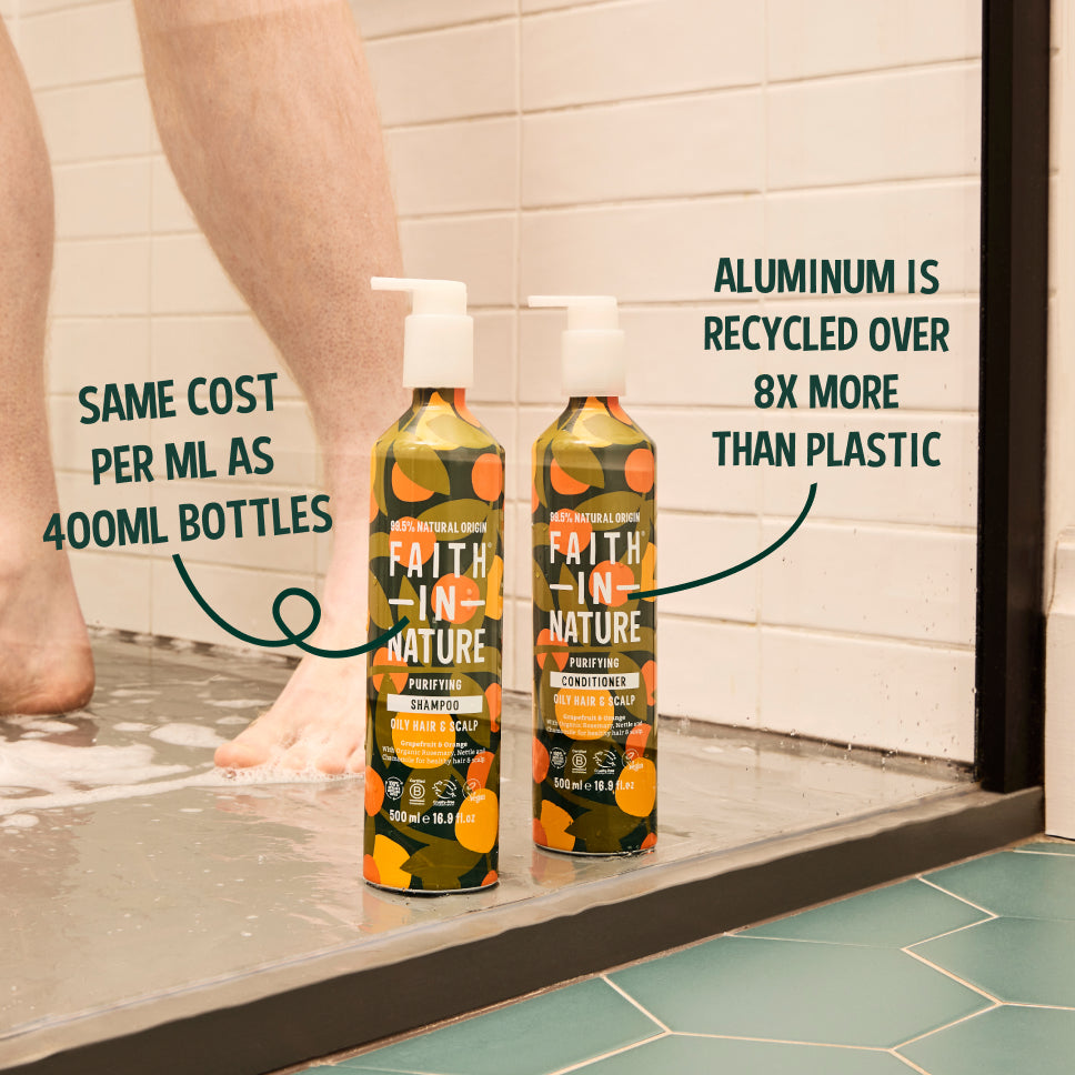 Faith In Nature 500ml aluminium orange shampoo & conditioner set