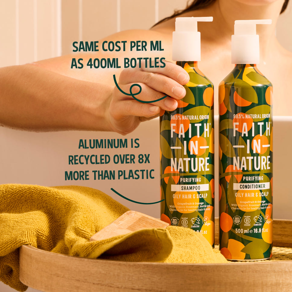 Faith In Nature 500ml aluminium orange shampoo for oily hair
