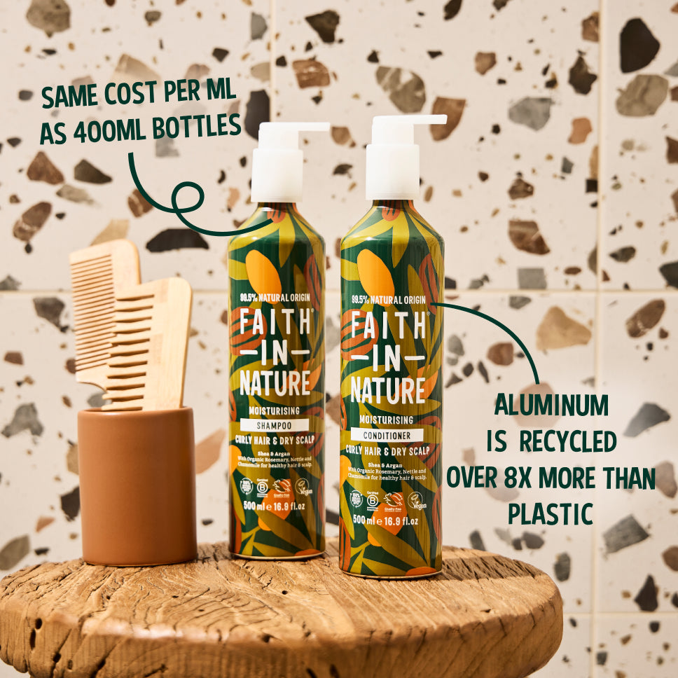 Faith In Nature 500ml aluminium shea & argan conditioner for curly hair