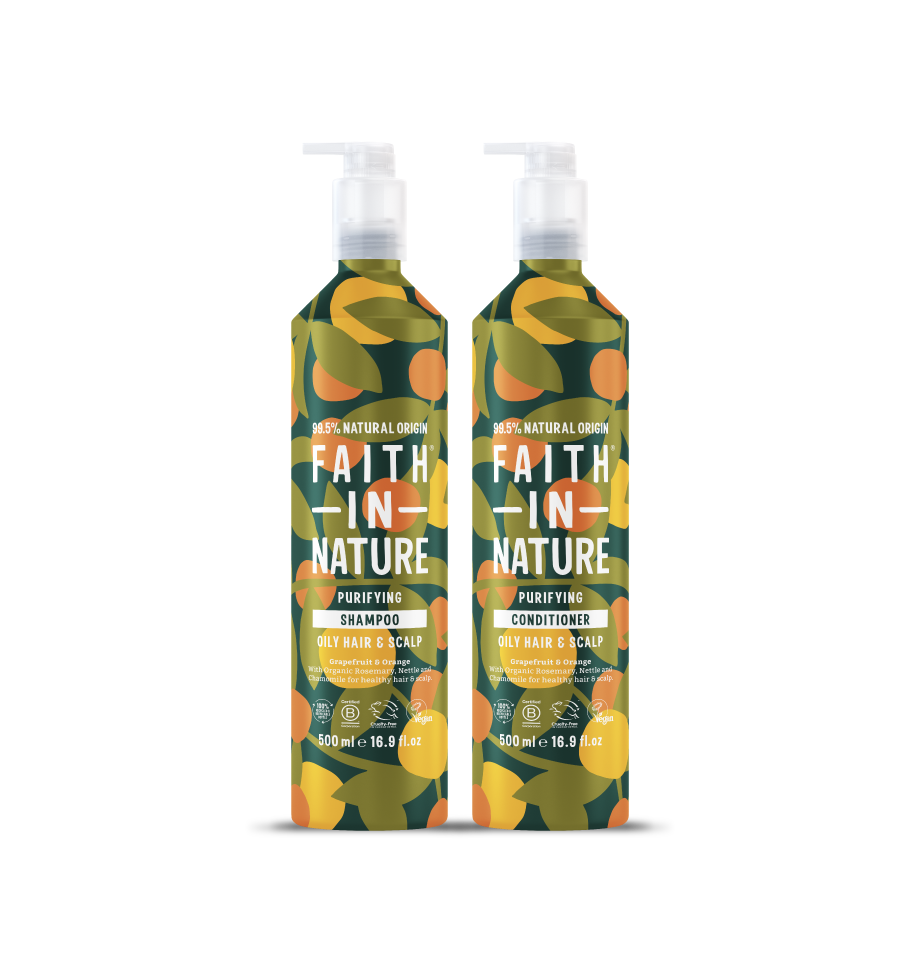 Faith In Nature aluminium shampoo & conditioner set for oily hair