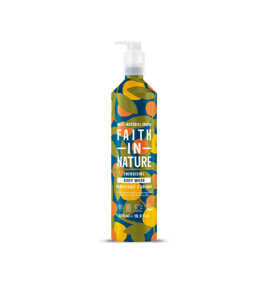 Faith In Nature 500ml aluminium natural Grapefruit & Orange natural shower gel