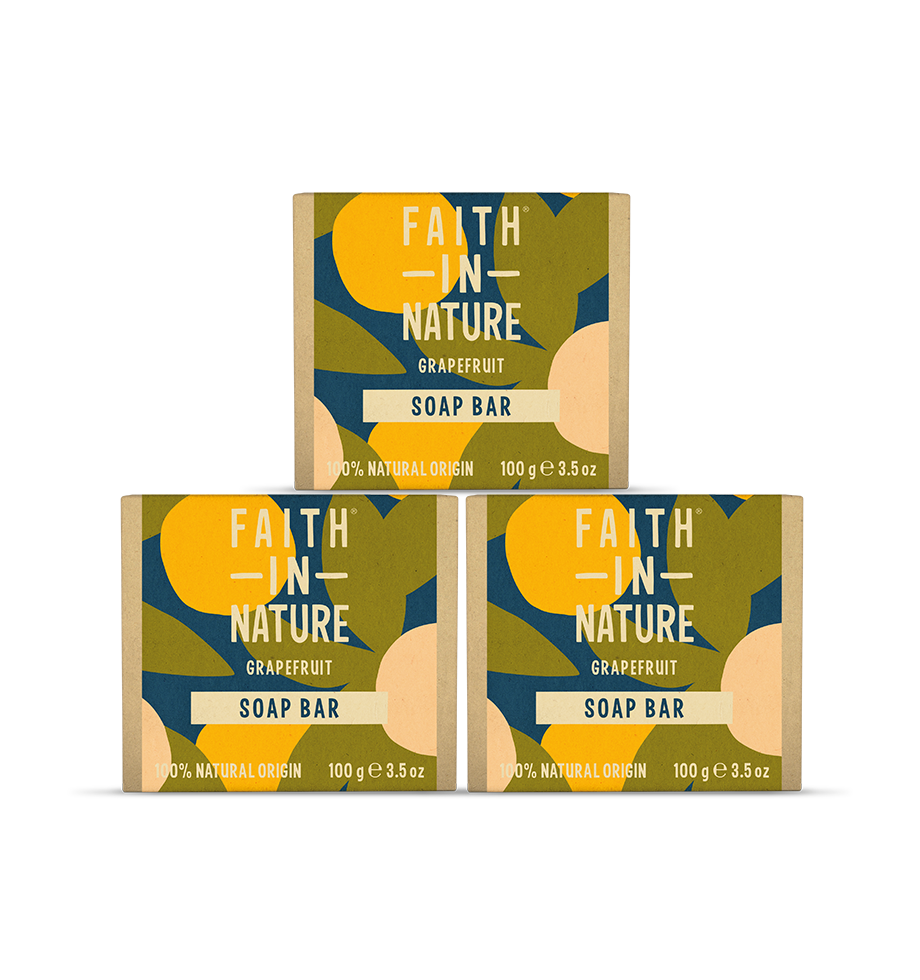3 x Grapefruit Soap - Natural, Vegan, Plastic-Free Skincare Set