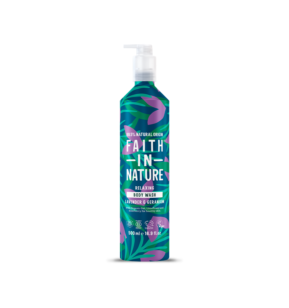 Faith In Nature 500ml aluminium natural Lavender & Geranium shower gel