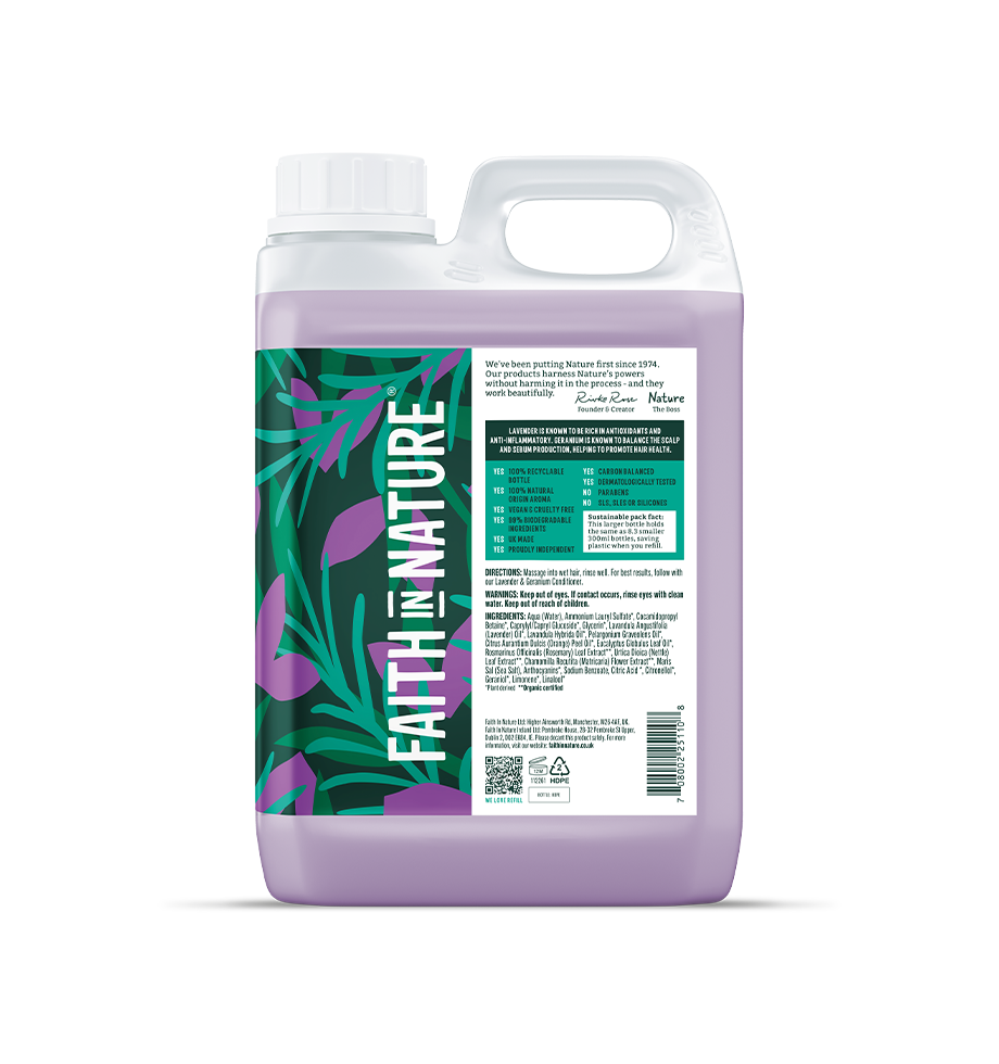 Faith In Nature Lavender & Geranium Natural Shampoo 2.5L Refill