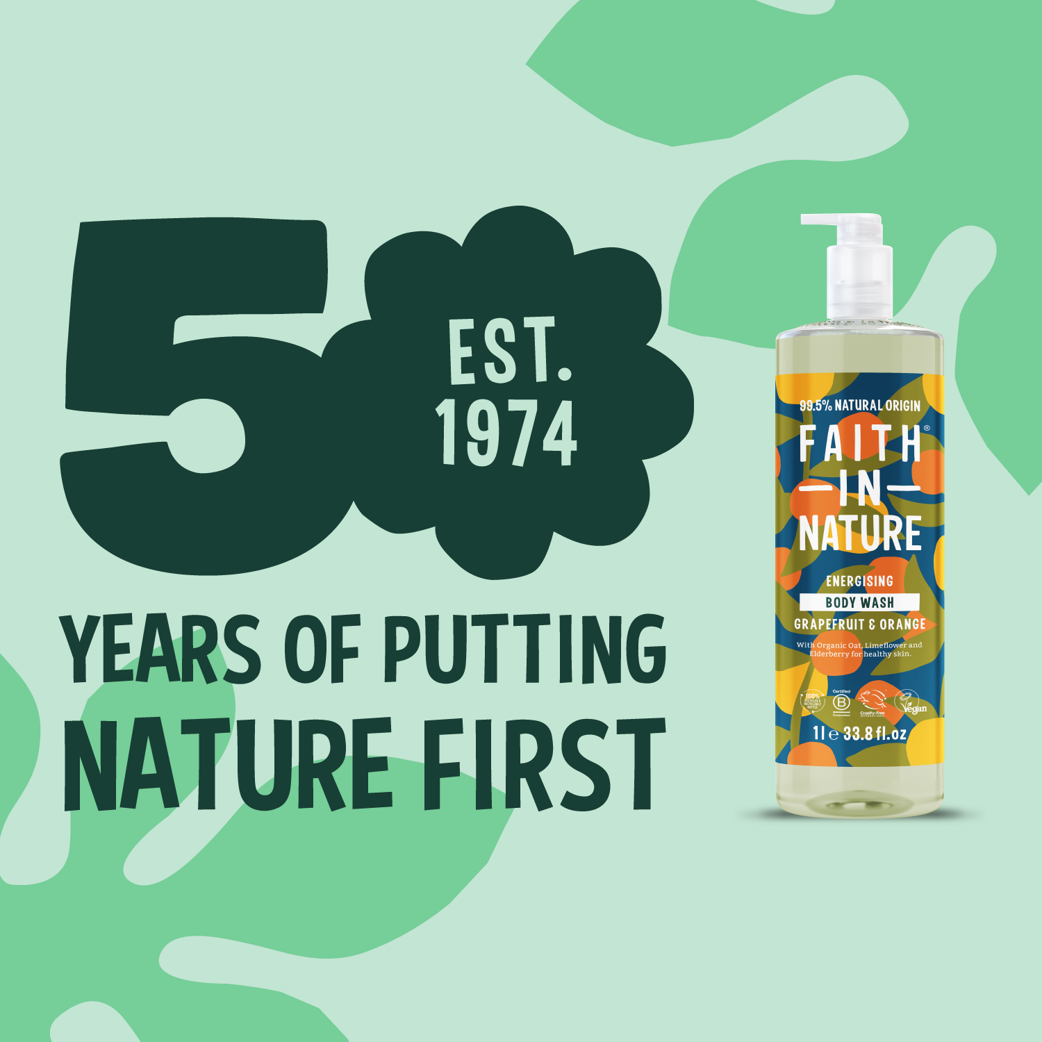Natural energising orange oil shower gel 1L