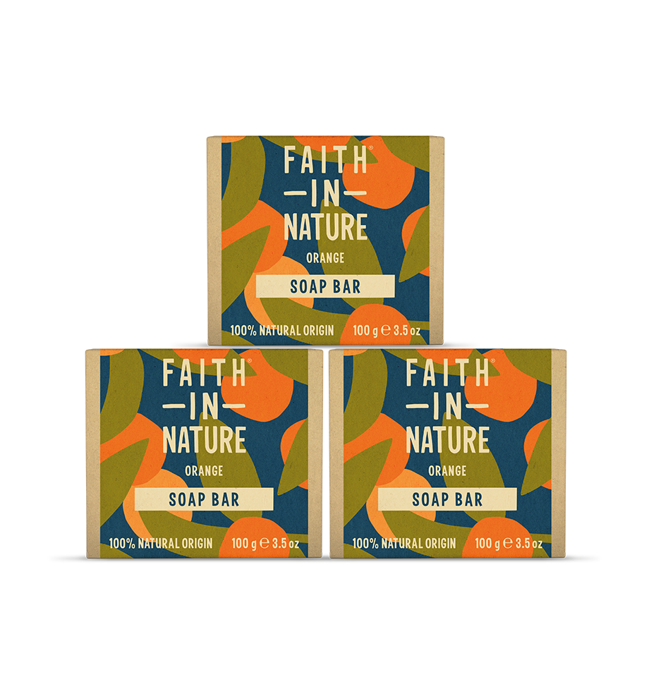 3 x Orange Soap - Natural, Vegan, Plastic-Free Skincare Set