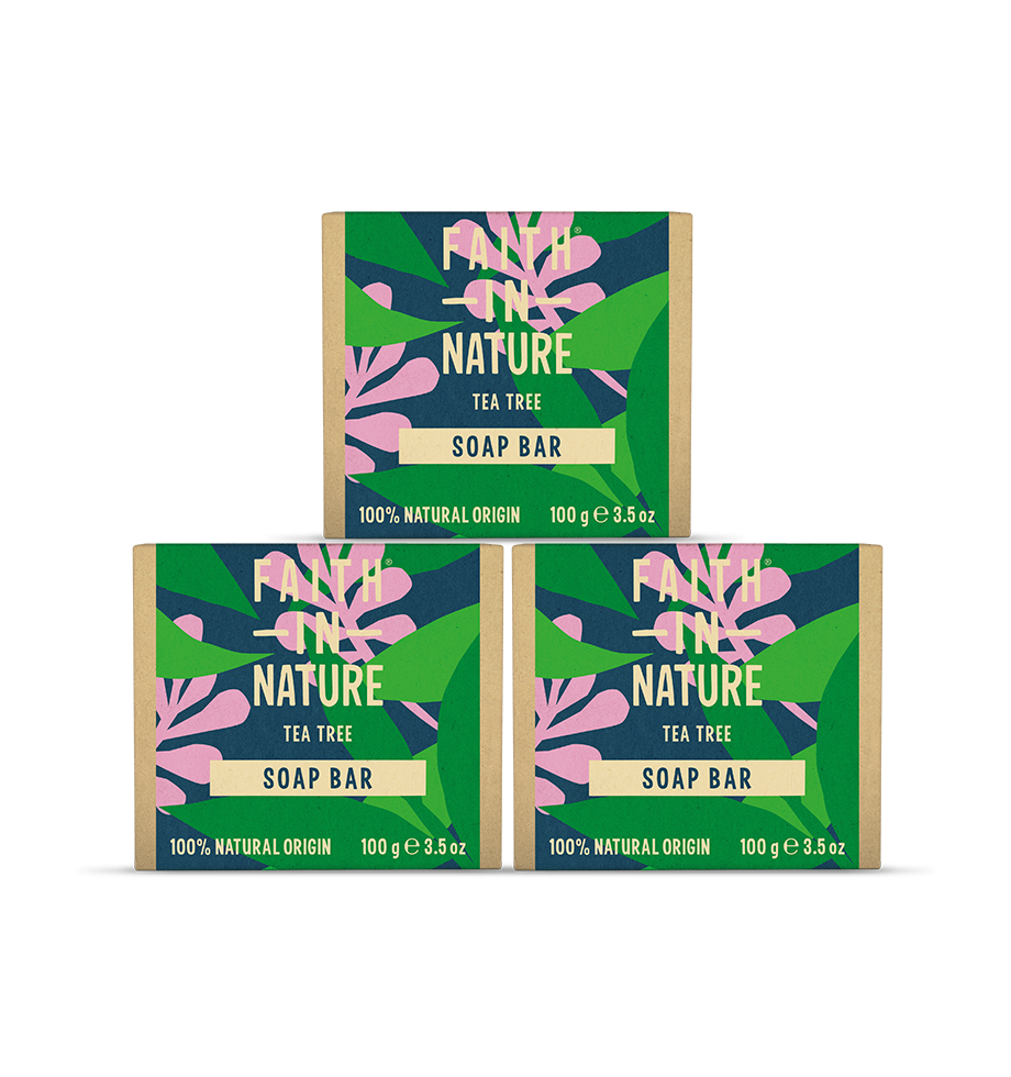 3 x Tea Tree Soap - Natural, Vegan, Plastic-Free Skincare Set