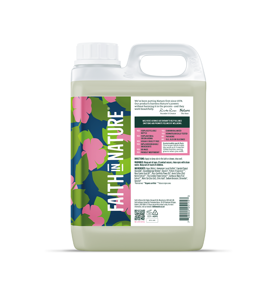 Faith In Nature Wild Rose Shower Gel 2.5L Refill