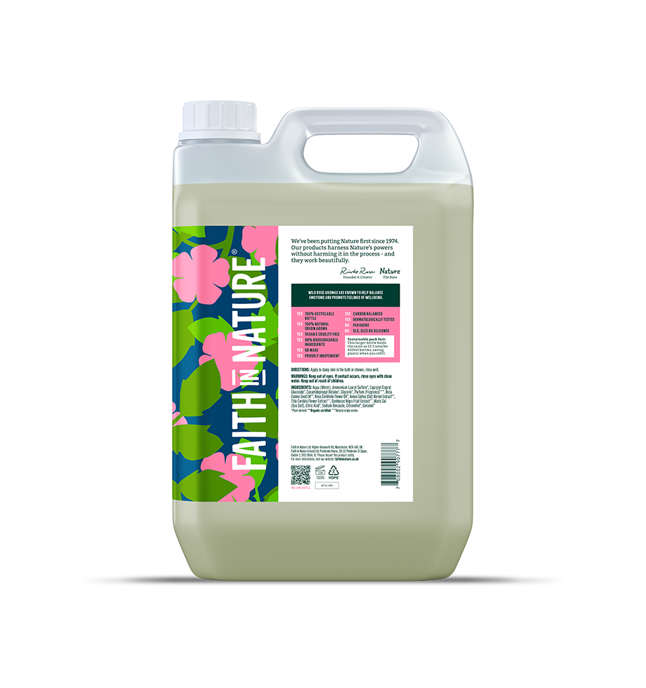 Faith In Nature 5L Wild Rose Refill Shower Gel