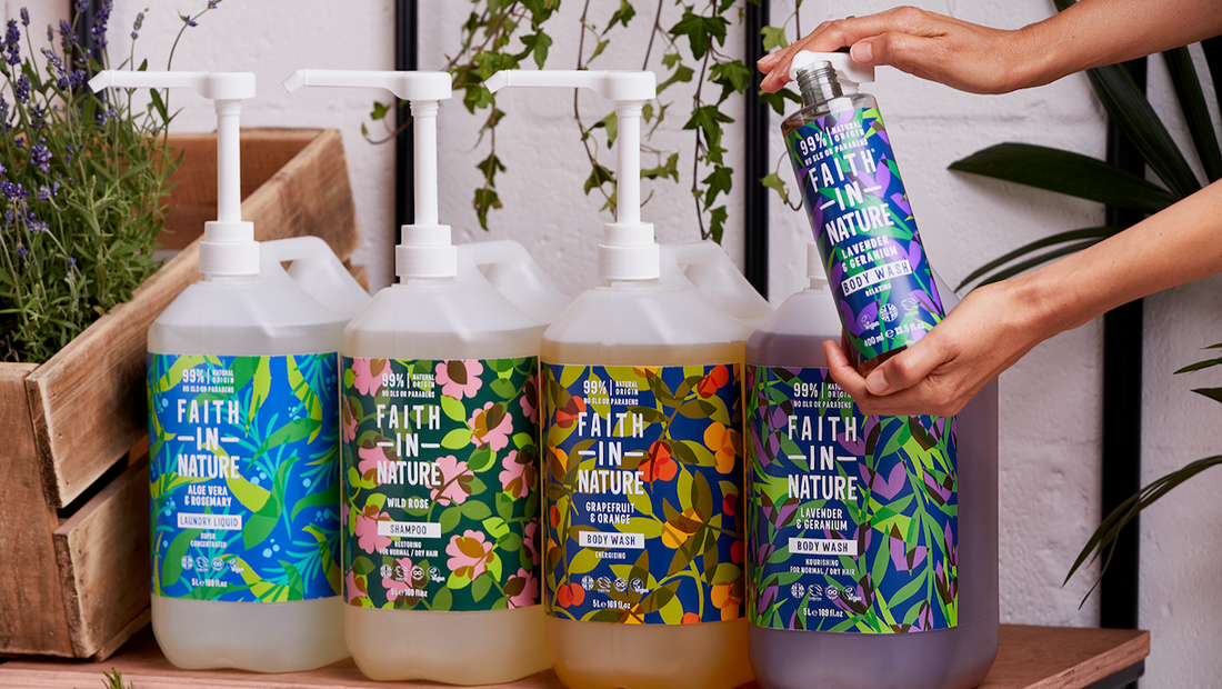 Faith in Nature eco-friendly refill bottles