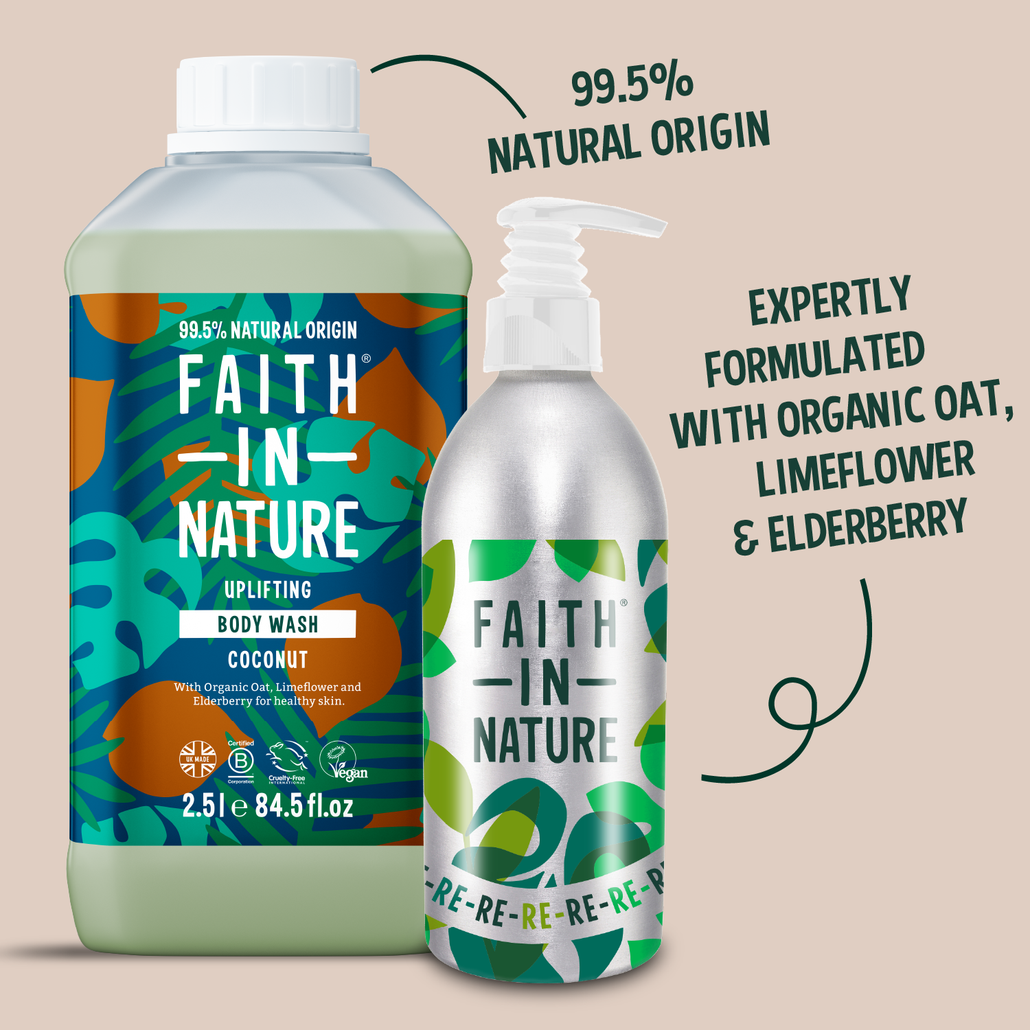 Coconut body wash 2.5L with aluminium refill bottle