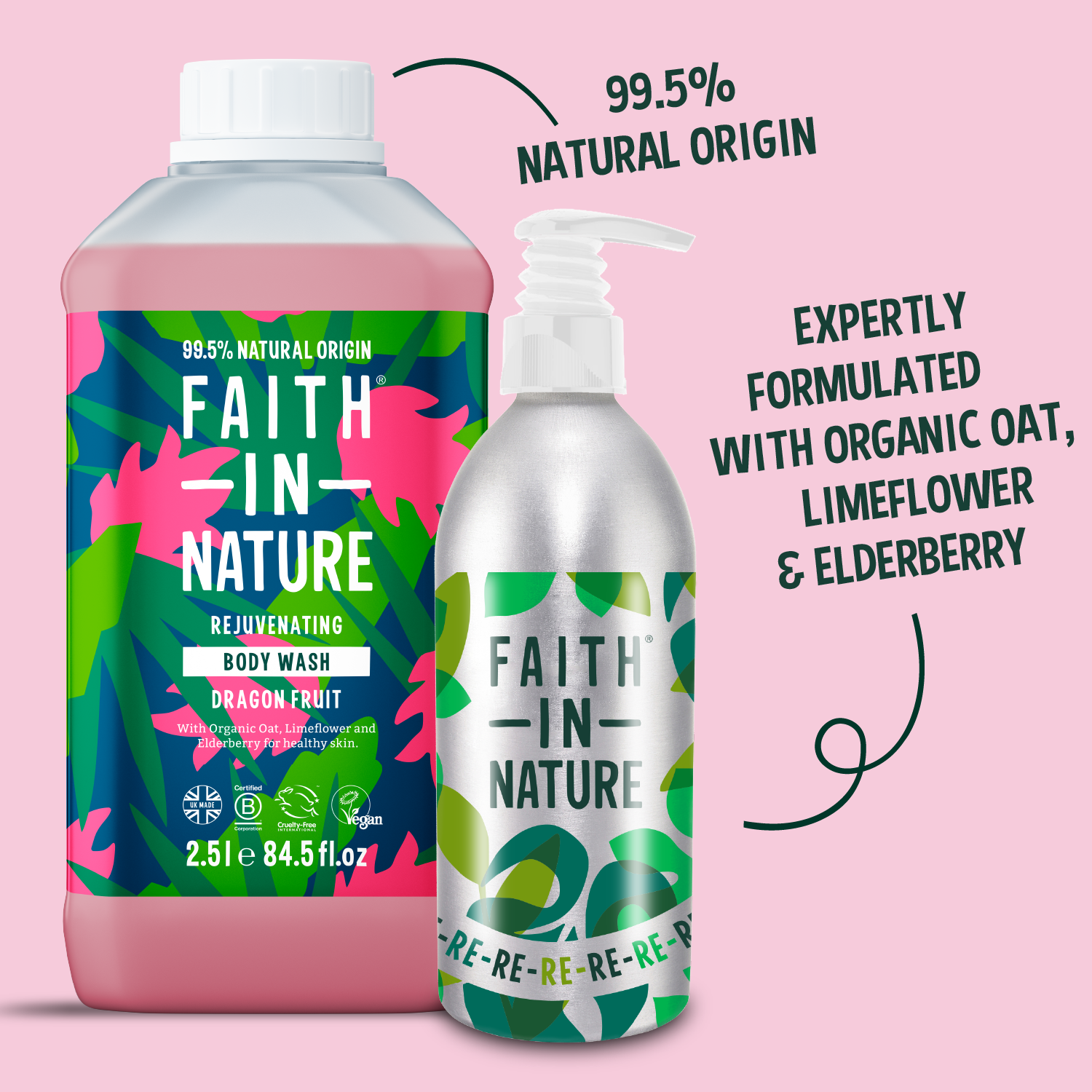 Dragon Fruit body wash 2.5L with aluminium refill bottle