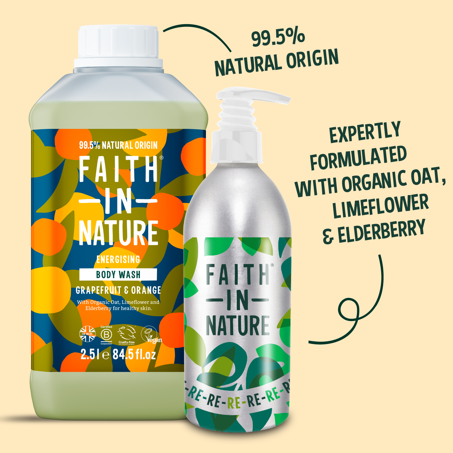 Grapefruit & Orange body wash 2.5L with aluminium refill bottle