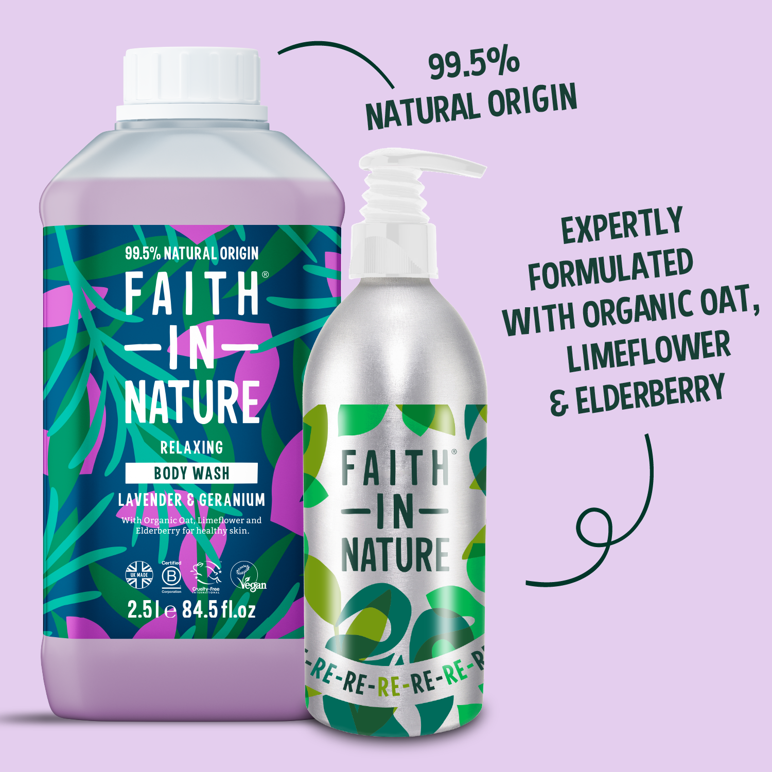 Lavender & Geranium Body Wash 2.5L With Aluminium Refill Bottle