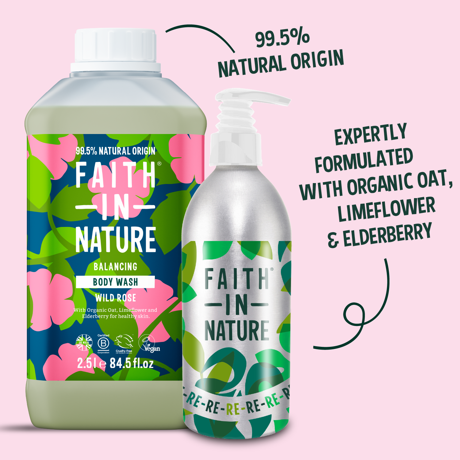 Wild Rose body wash 2.5L with aluminium refill bottle