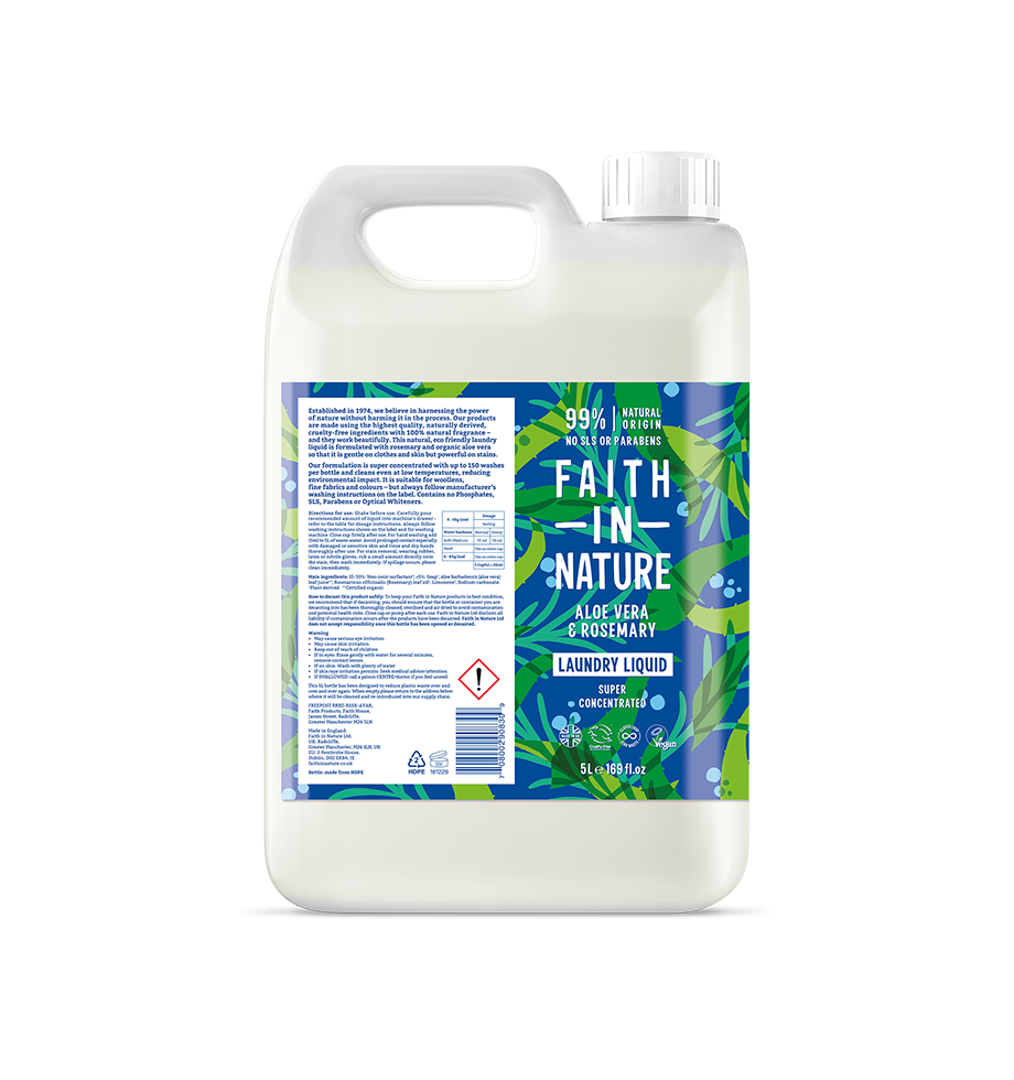Aloe Vera Rosemary 5L Laundry Liquid Refill Faith In Nature