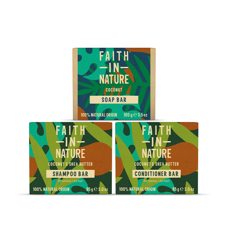 Faith In Nature plastic free coconut hair & body bundle