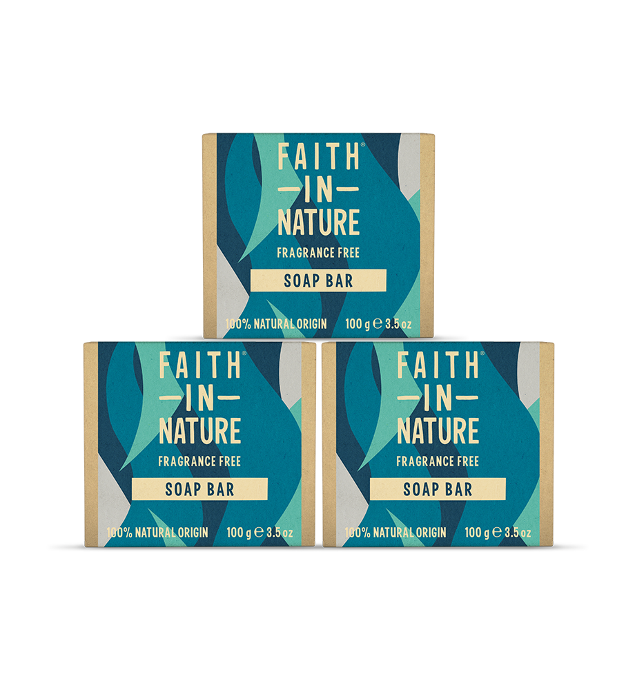 3 x Fragrance Free Soap - Natural, Vegan, Plastic-Free Skincare Set