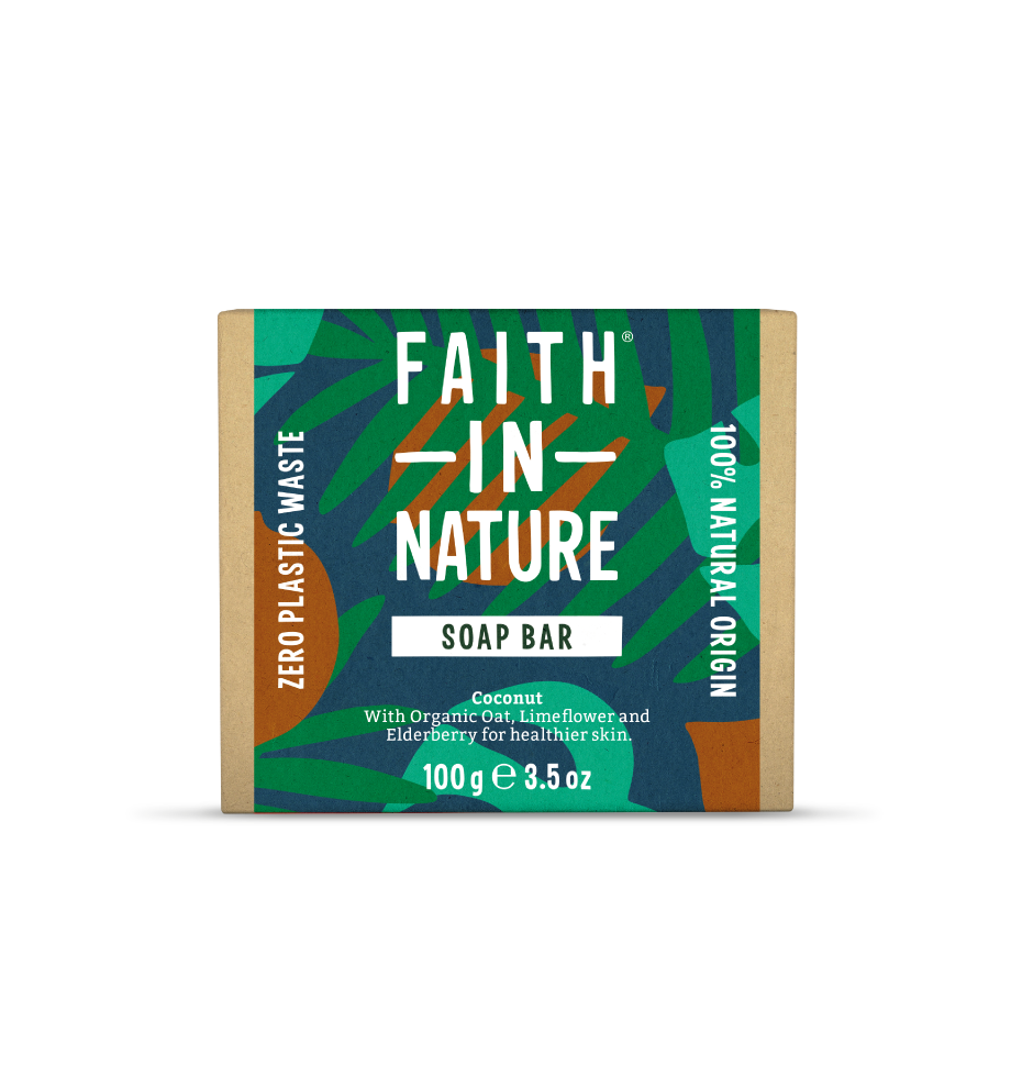 Natural organic coconut oil soap bar - Faith In Nature - plastic free, zero waste