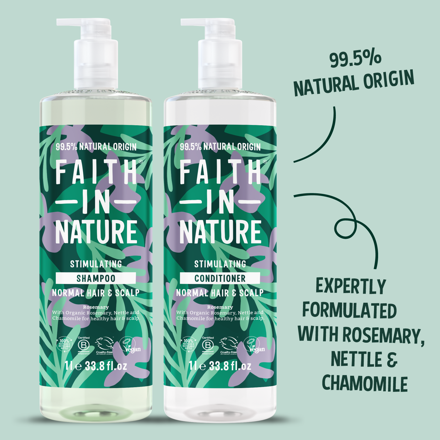 Rosemary shampoo & conditioner set - 1L