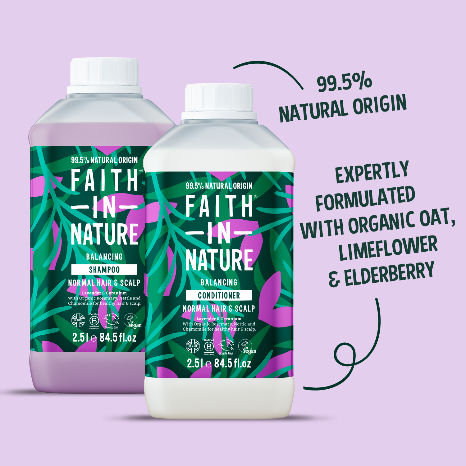 Lavender & Geranium shampoo & conditioner set - 2.5L