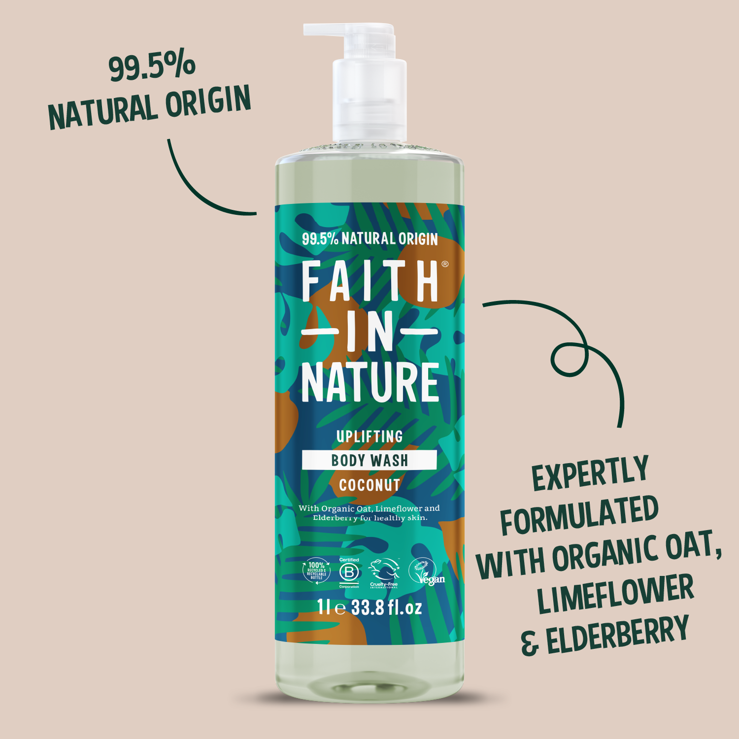 Faith In Nature 1L coconut oil shower gel