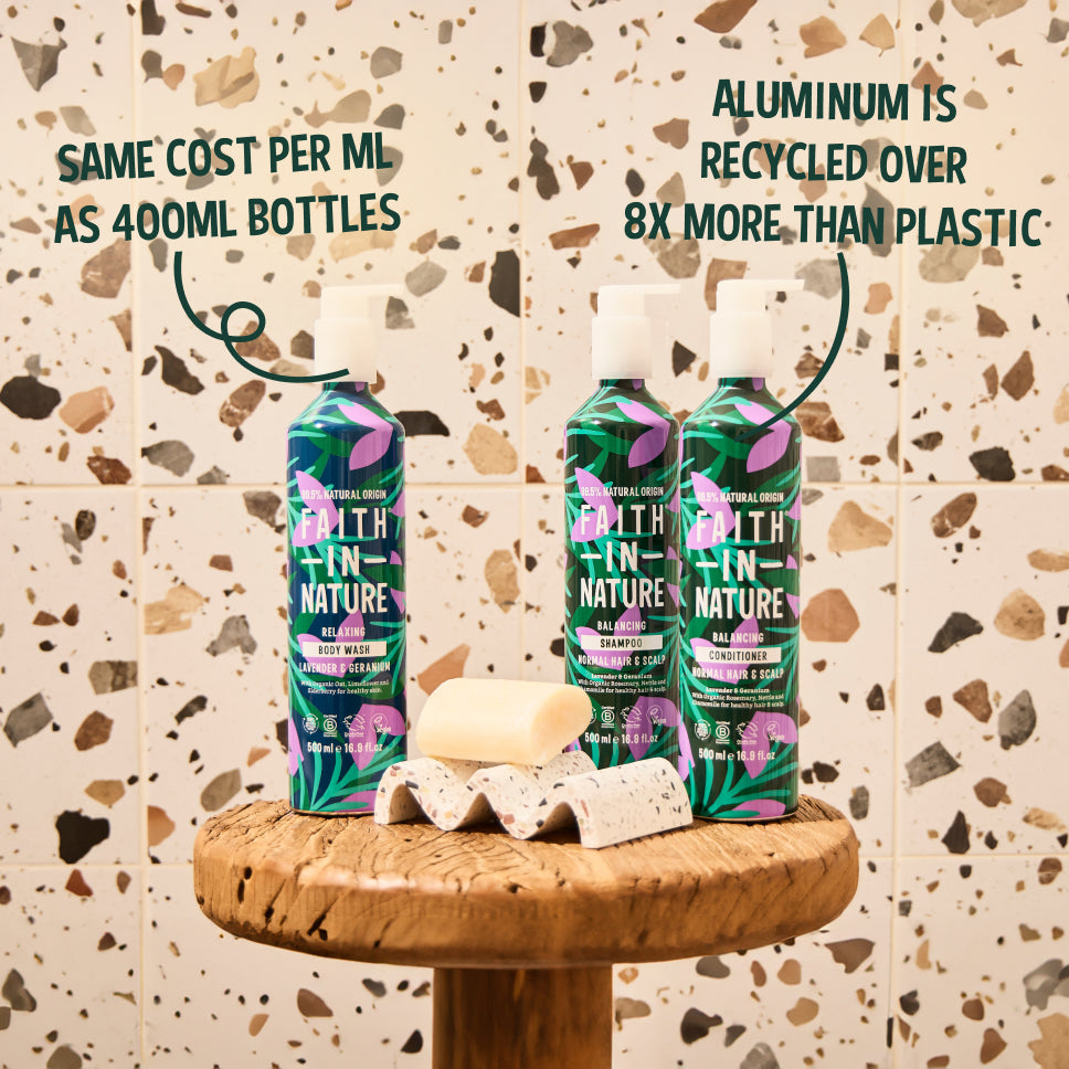 Faith In Nature 500ml aluminium lavender hair & body set