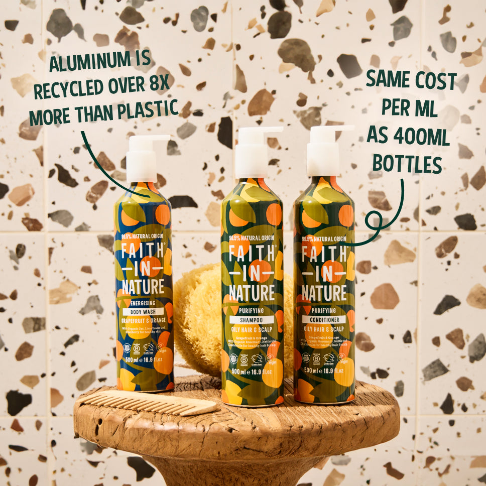 Faith In Nature 500ml aluminium orange hair  body set