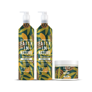 Faith In Nature Curly Hair Aluminium Set  shampoo, conditioner, hair mask