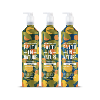 Faith In Nature Grapefruit & Orange aluminium shampoo, conditioner & shower gel