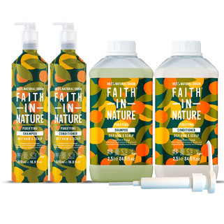 Faith In Nature Grapefruit & Orange Shampoo & Conditioner Aluminium Refill Set