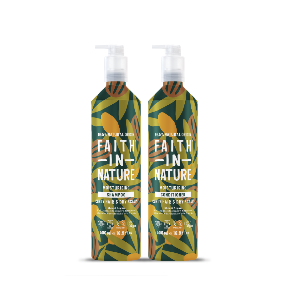 Faith In Nature Shampoo & Conditioner Set for curly hair - 500ml aluminium