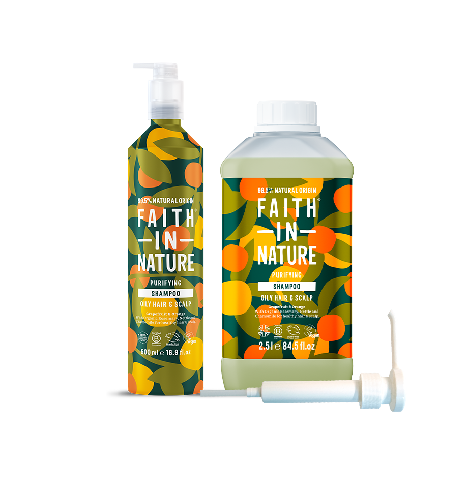 Faith In Nature Grapefruit & Orange aluminium shampoo refill set