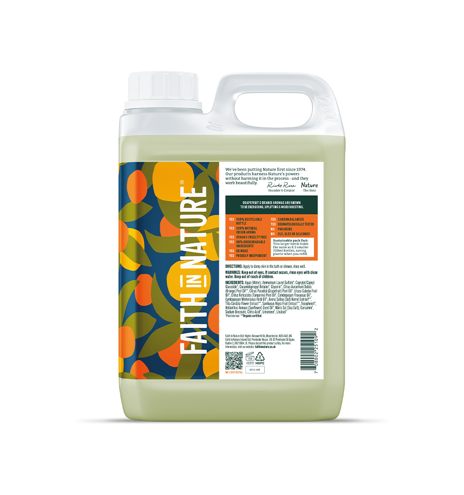 Faith In Nature 2.5L Grapefruit & Orange Shower Gel Refill