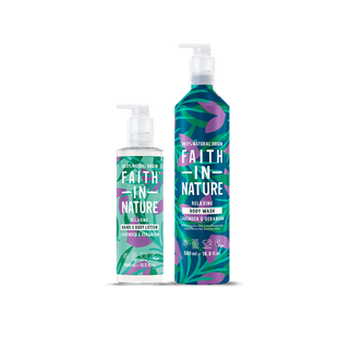 Lavender & Geranium aluminium body wash & lotion set