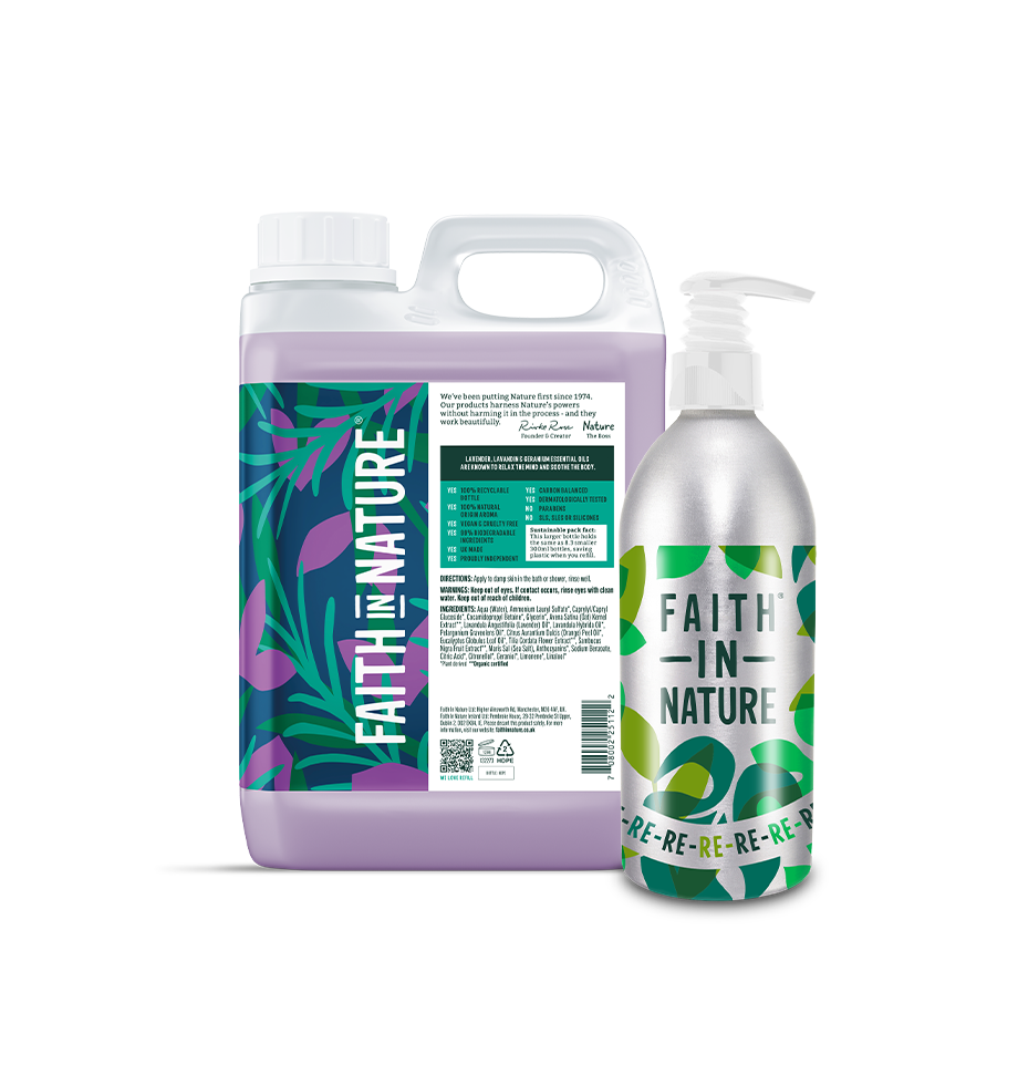Lavender & Geranium body wash 2.5L with aluminium refill bottle