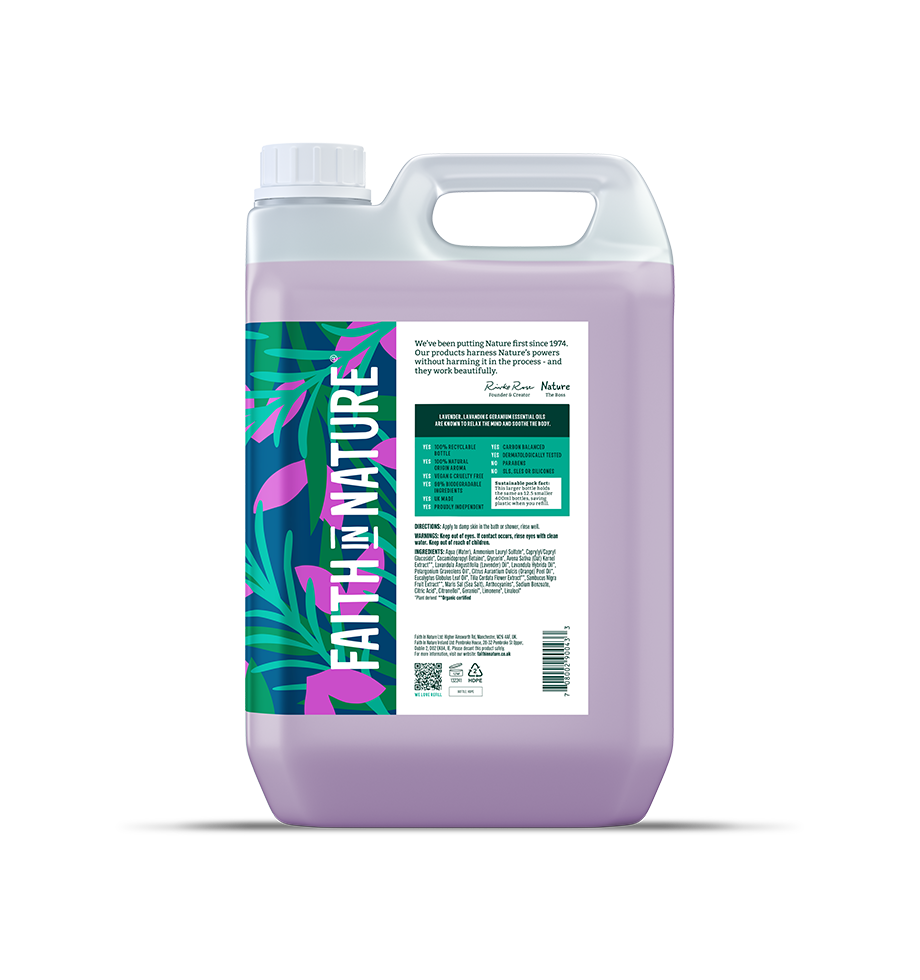 Faith In Nature 5L Lavender & Geranium Refill Shower Gel