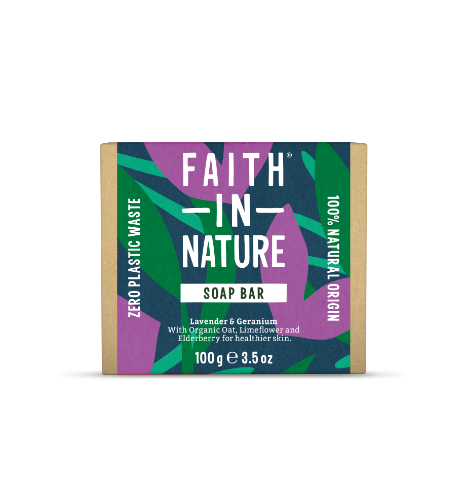 Faith In Nature Lavender & Geranium Natural Plastic Free Soap Bar